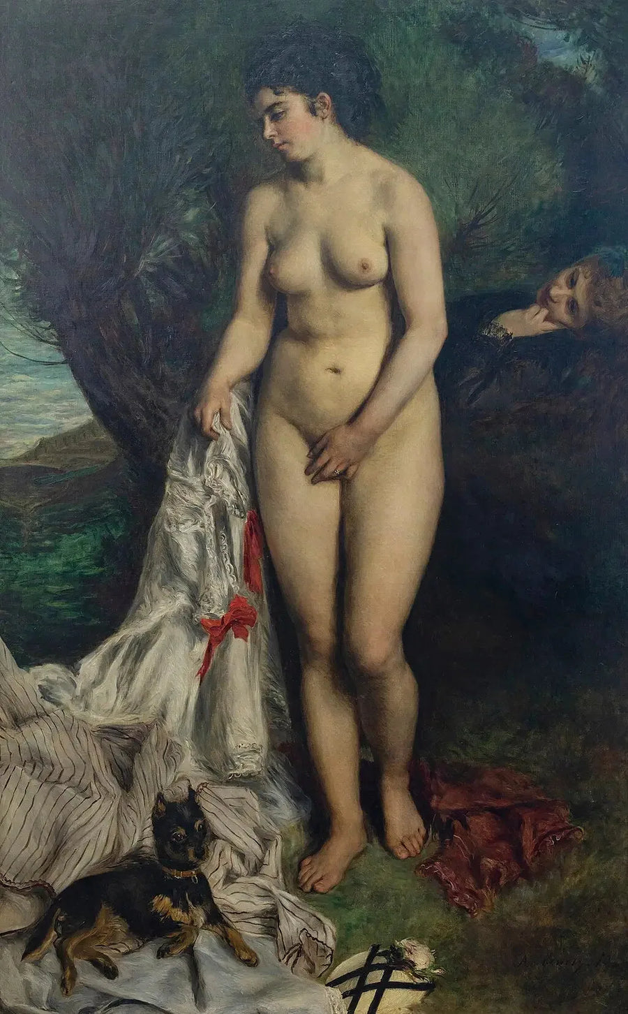 Badende med en griffon eller Lise ved bredden av Seinen - Pierre-Auguste Renoir