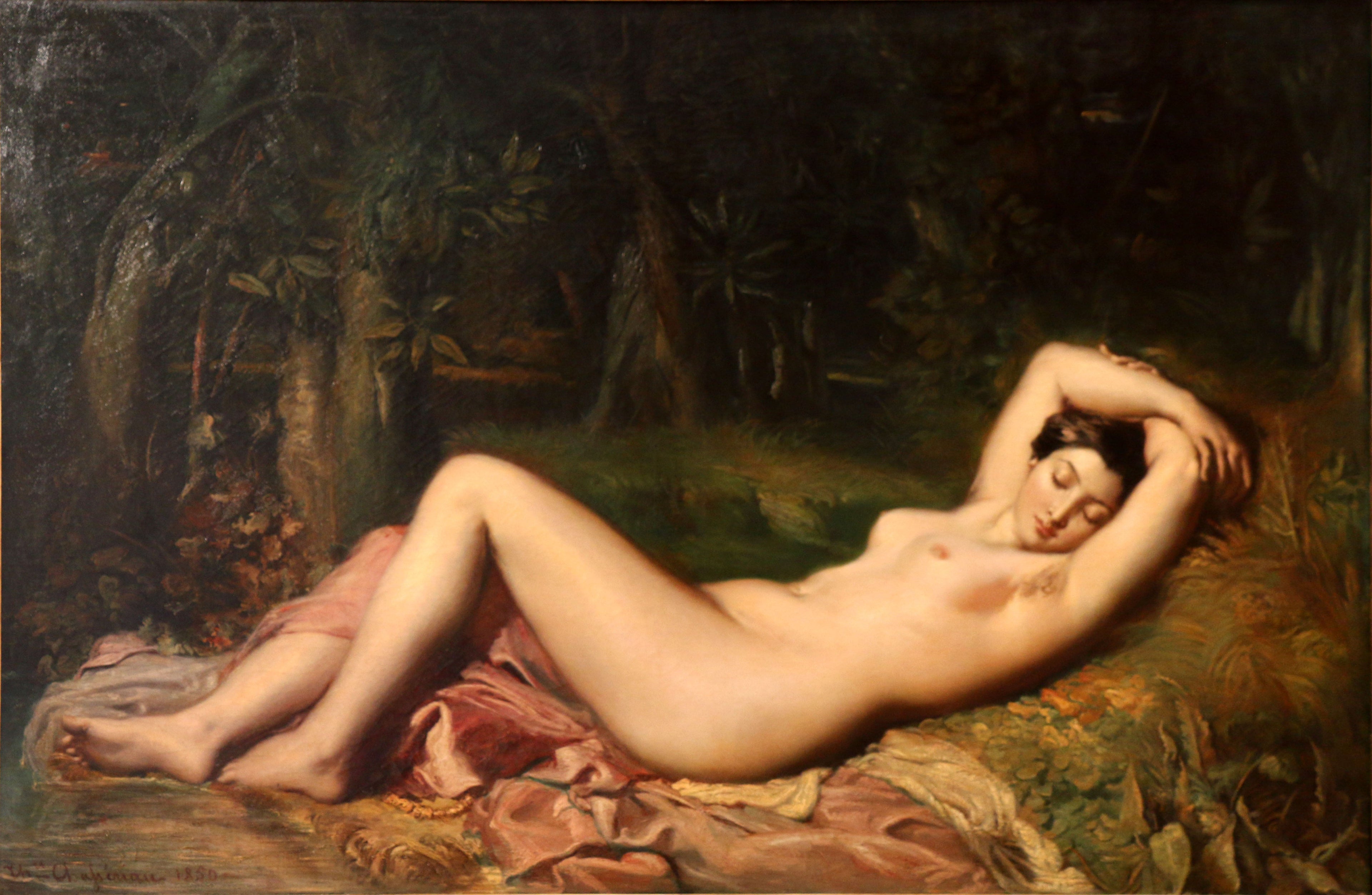 Baigneuse endormie près d'une source - Théodore Chassériau image 1 reproduction d’œuvre d’art à l’huile