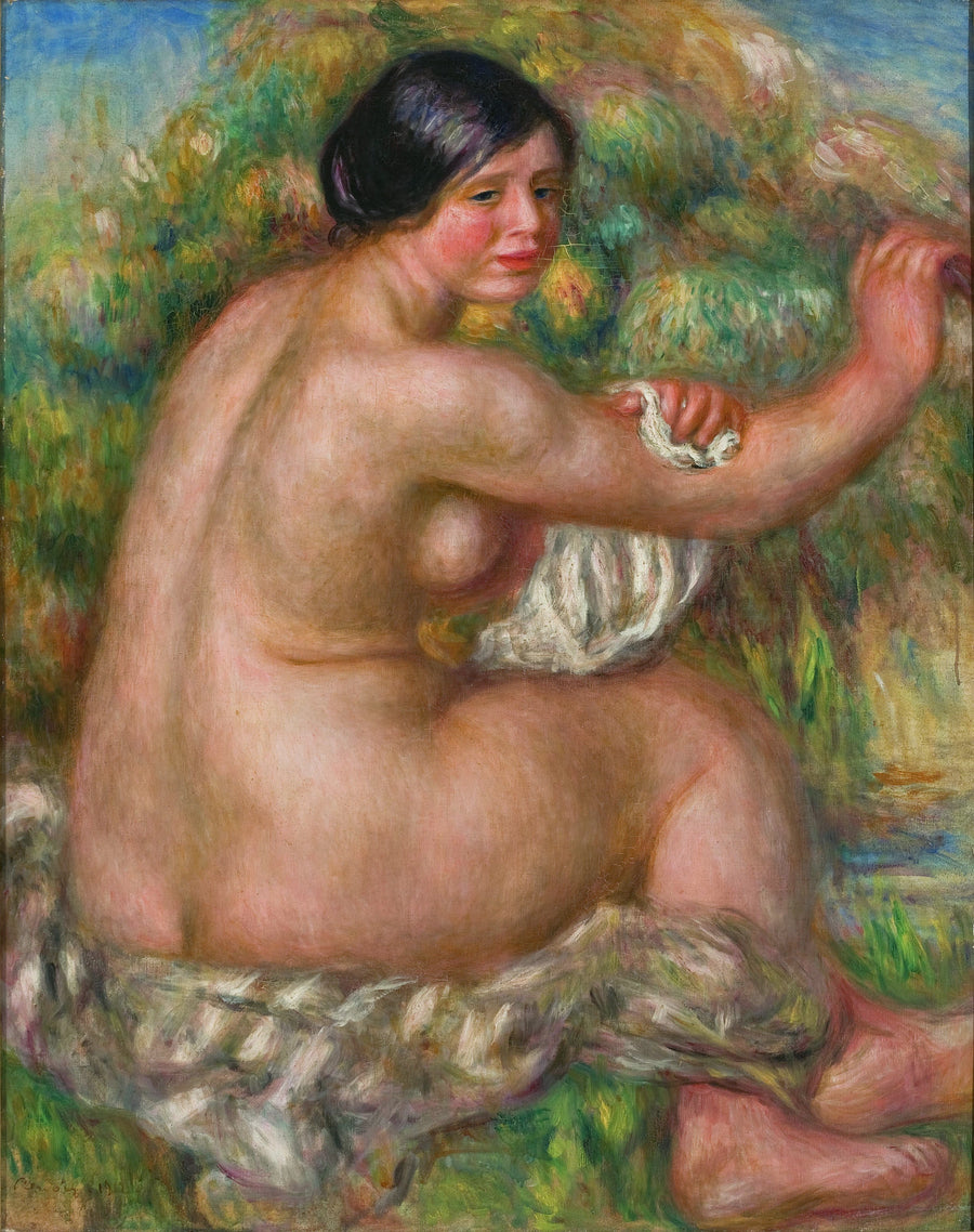 Banhista tørker høyre arm - Pierre-Auguste Renoir