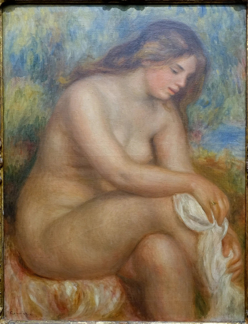 Badende som tørker sitt høyre ben - Pierre-Auguste Renoir