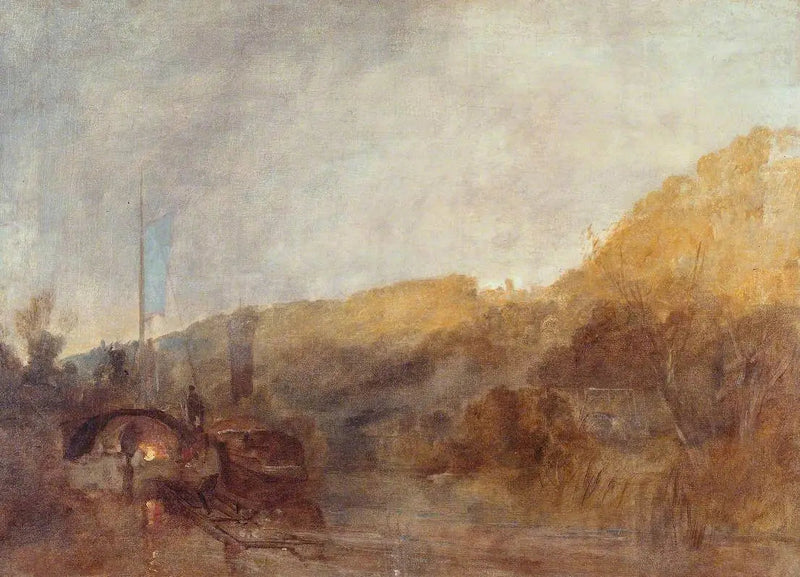 Båt på elven, solnedgang - J. M. W. Turner
