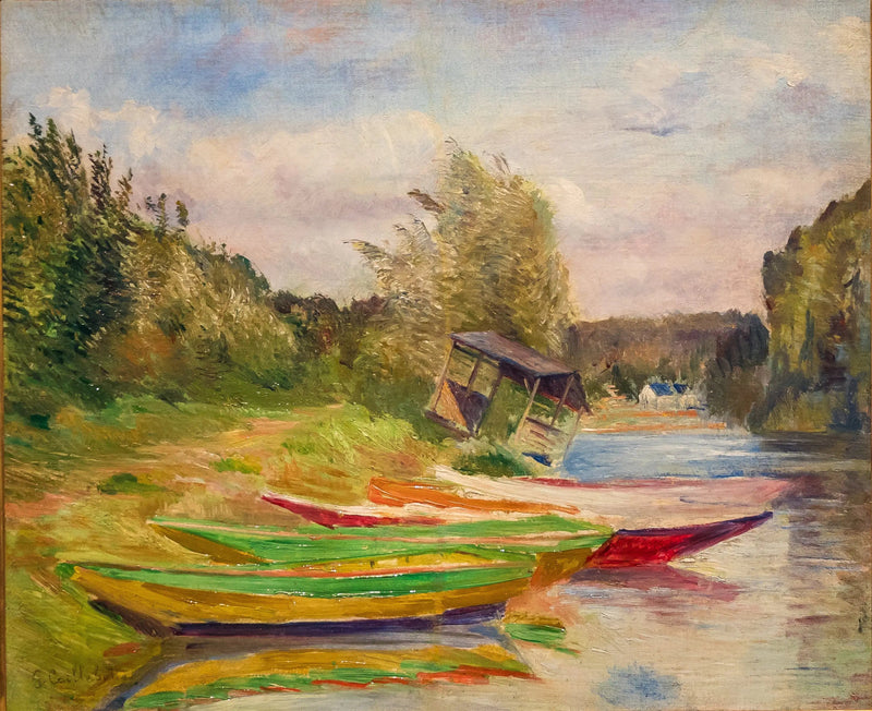 Båter og hytte, bredden av Seine - Gustave Caillebotte