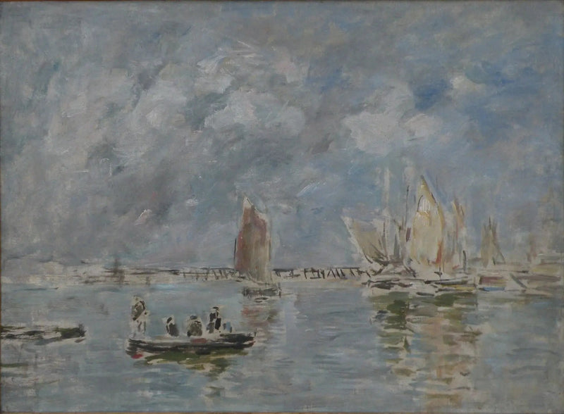 Båter og Estakade - Eugène Boudin