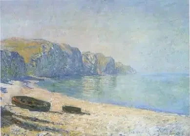 Båter på Pourville beach, lavvann W709 - Monet