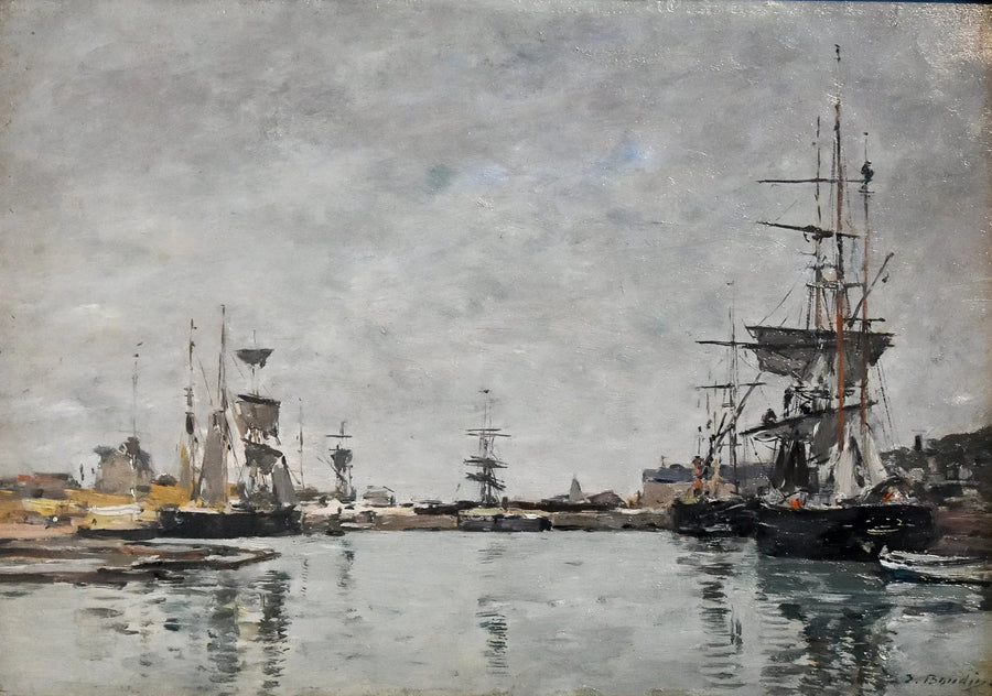 Deauville-bassenget grå himmel - Eugène Boudin