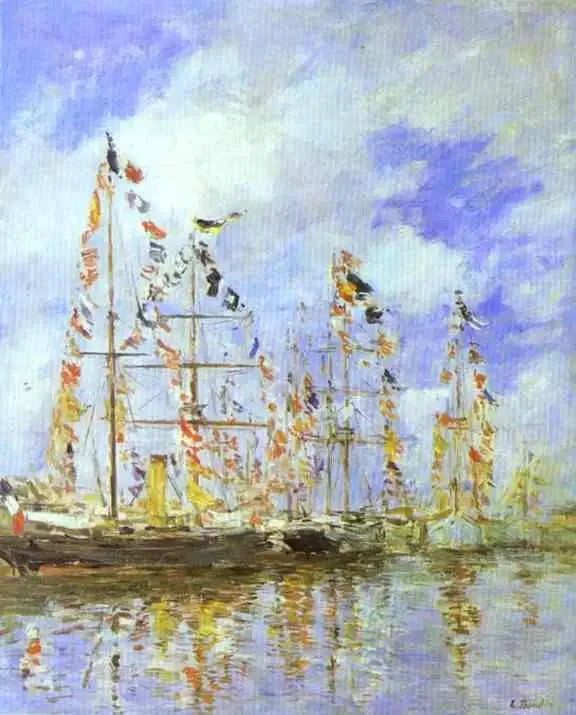 Yachtbassenget i Trouville-Deauville - Eugène Boudin