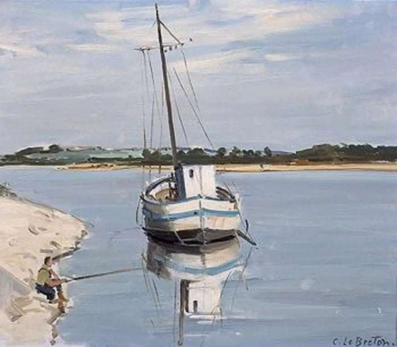 Hvit båt på Loire - Jules Breton