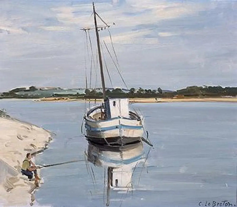 Hvit båt på Loire - Jules Breton