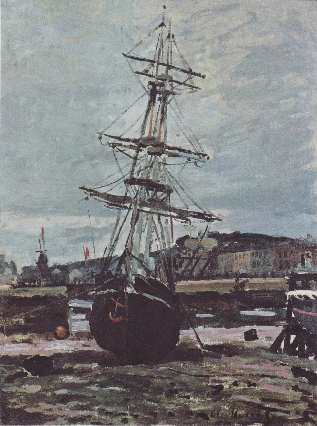 Skip strandet ved Fécamp - Claude Monet