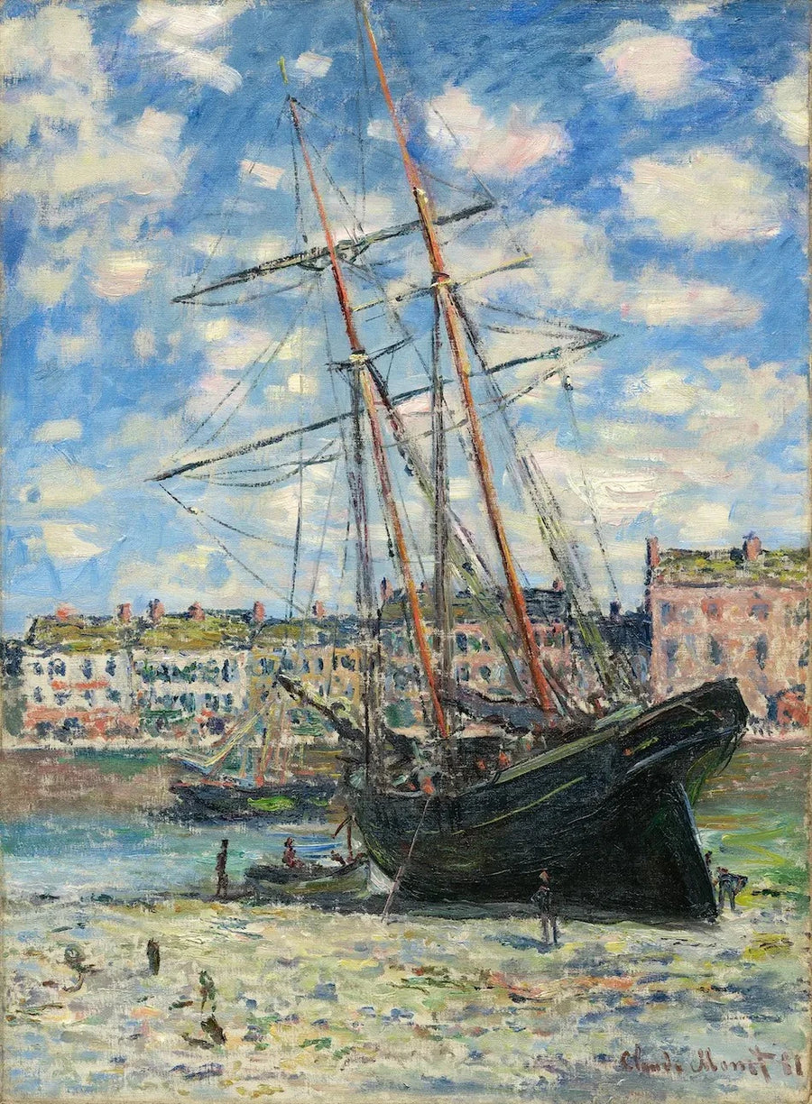 Båt strandet ved lavvann W644 - Claude Monet