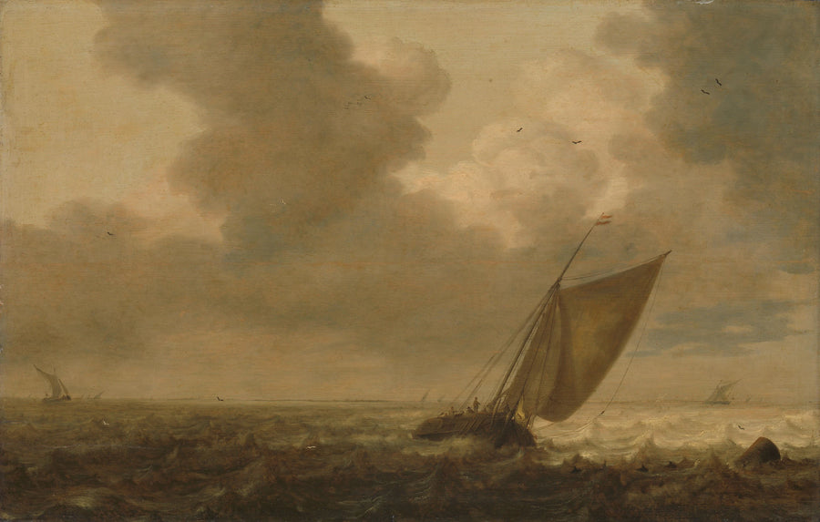 Bateau de pêche naviguant devant le vent - Pieter Mulier le Vieux