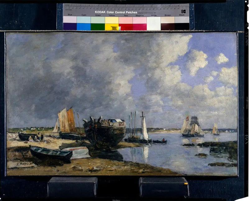 Båter ved anker og ved brohodet - Eugène Boudin