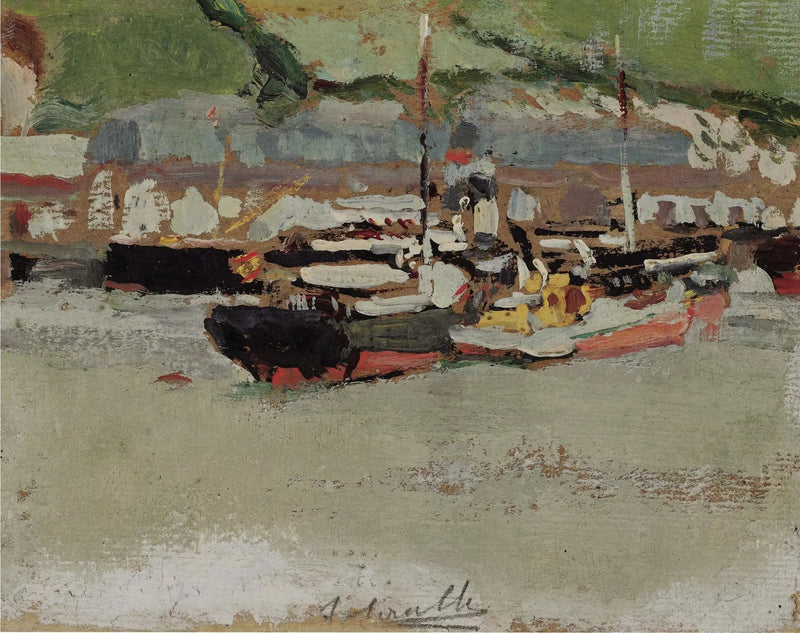 Båter i en havn - Joaquín Sorolla