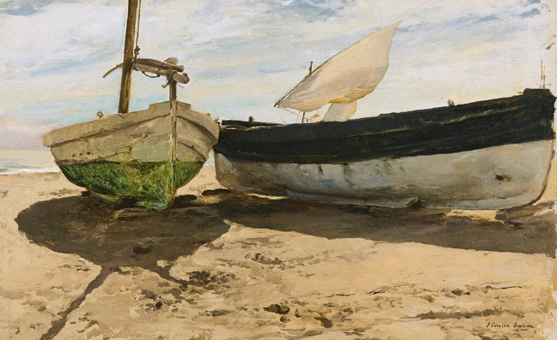 Fiskebåter på stranden, Valencia - Joaquín Sorolla