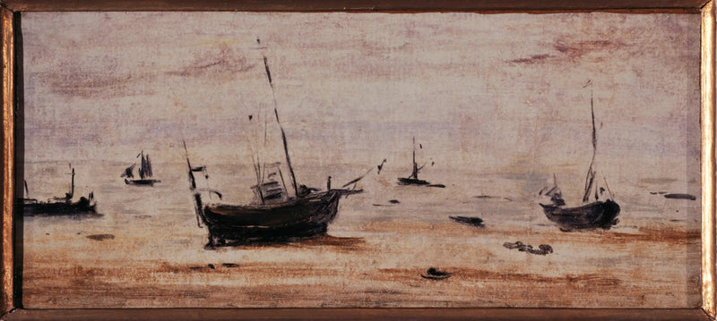 Stranded boats at low tide - Eugène Boudin