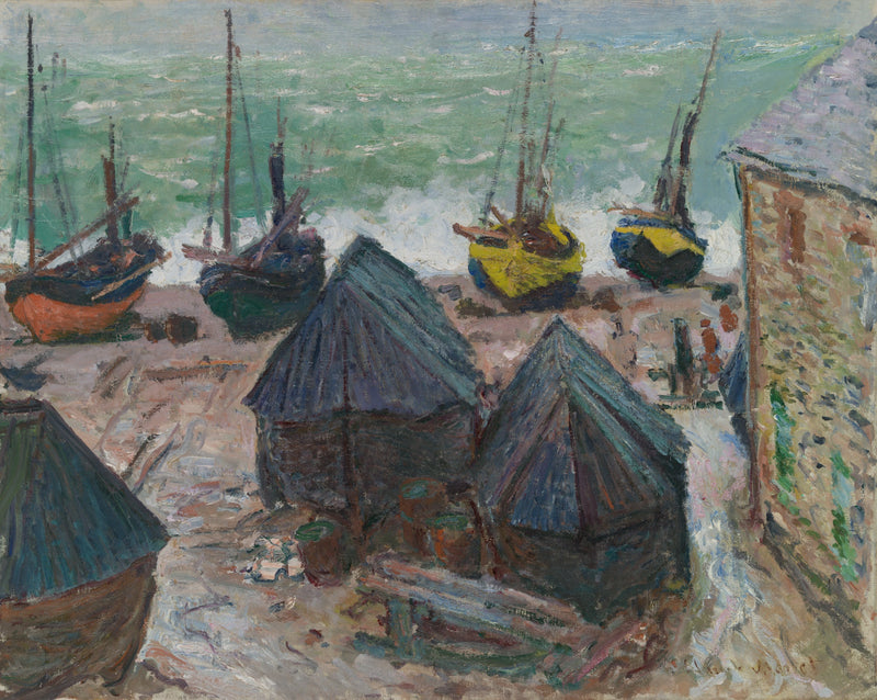 Båter på stranden i Étretat W1024 - Claude Monet