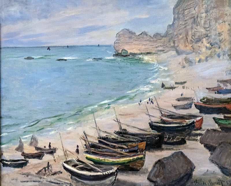 Båter på stranden i Étretat - Claude Monet