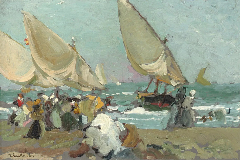 Båter på stranden i Valencia - Joaquín Sorolla