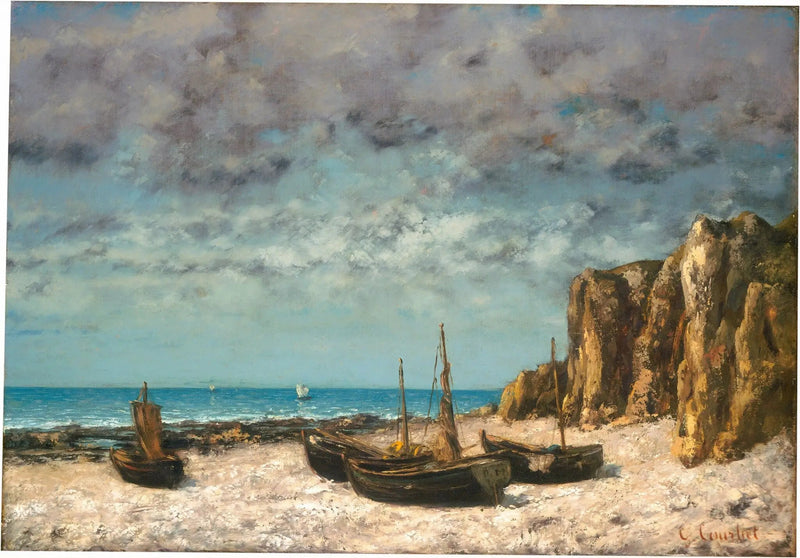Båter på en strand, Etretat - Gustave Courbet