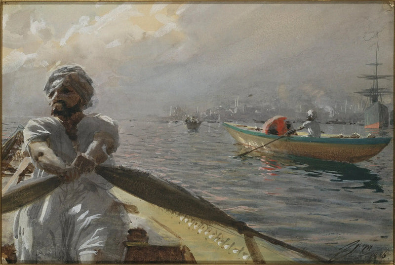 Tyrkisk bad i havnen i Konstantinopel - Anders Zorn

Source:
Batelier turc dans le port de Constantinople - Anders Zorn