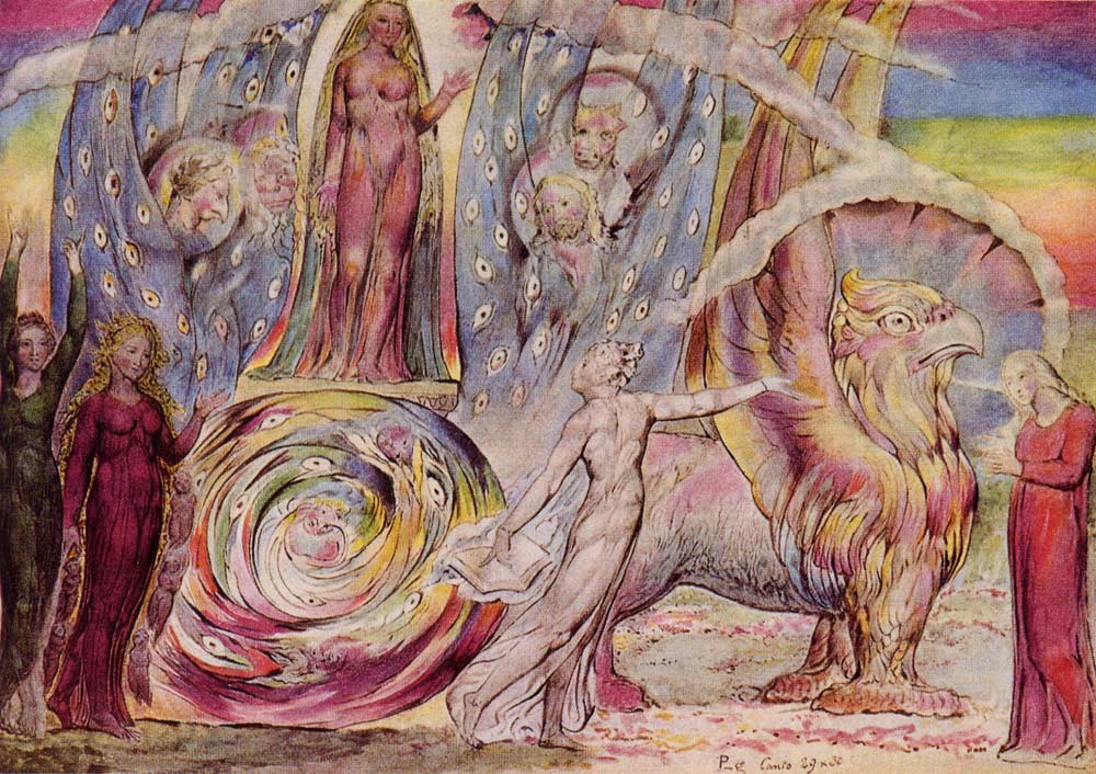 Béatrice s'adresse à Dante depuis la voiture - William Blake image 1 reproduction artisanale de tableau