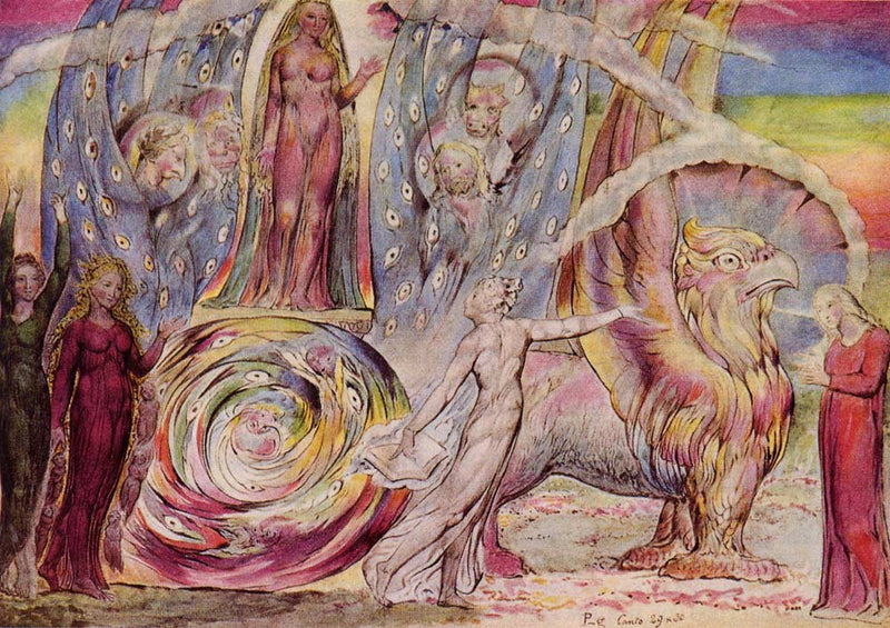 Béatrice henvender seg til Dante fra bilen - William Blake