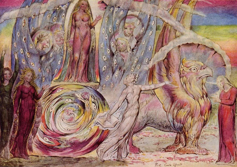 Béatrice henvender seg til Dante fra bilen - William Blake
