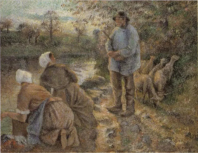 Berger og vaskemaskiner i Montfoucault - Camille Pissarro