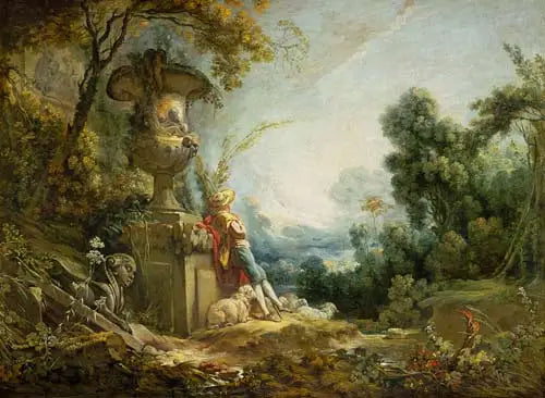 Berger som passer på sine sauer - François Boucher