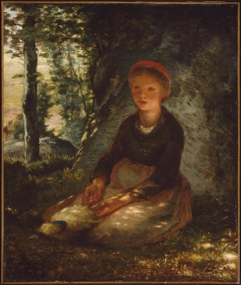 Sitted bergère i skyggen - Jean-François Millet