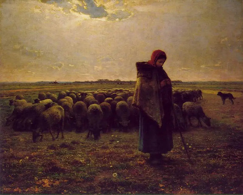 Bergère med flokken sin - Jean-François Millet