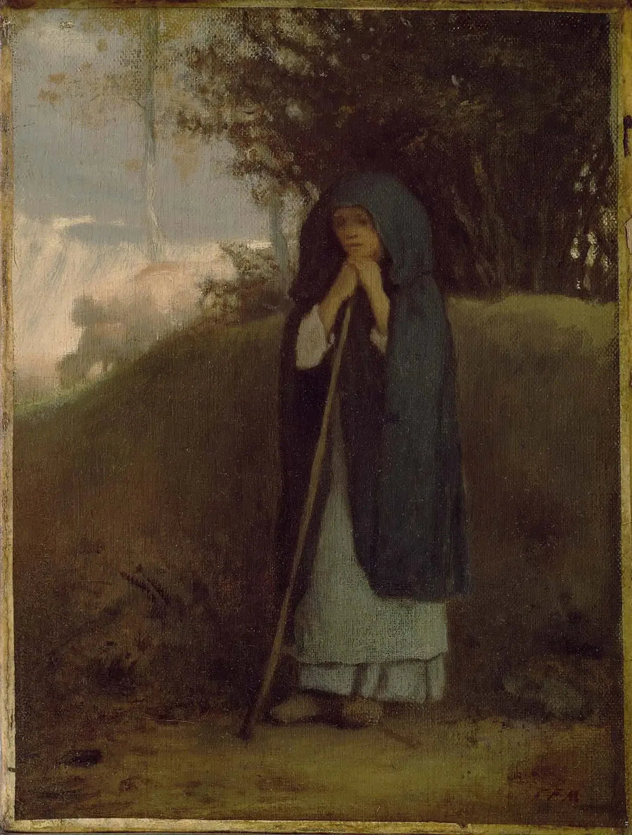 Bergère som støtter seg på sin stokk - Jean-François Millet