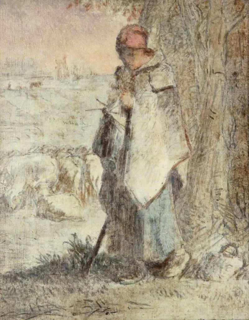 Bergère strikkende - Jean-François Millet