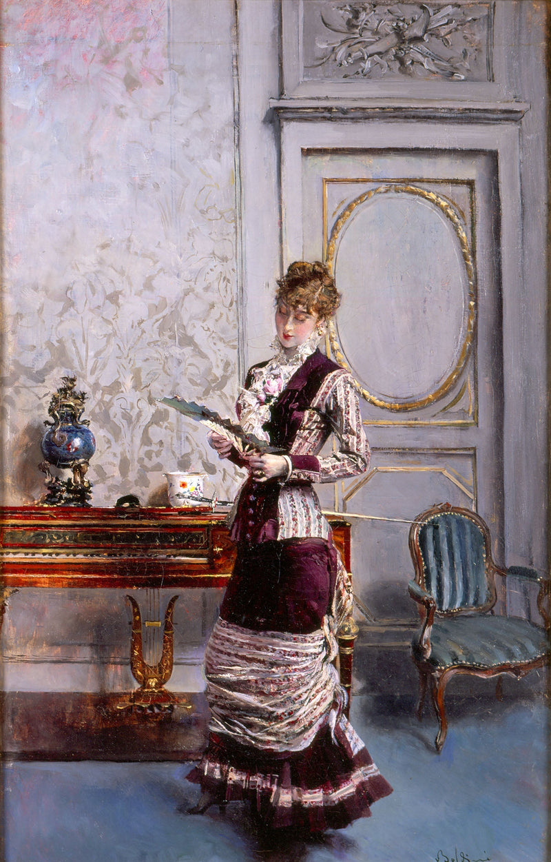 Berthe som beundrer en fan - Giovanni Boldini