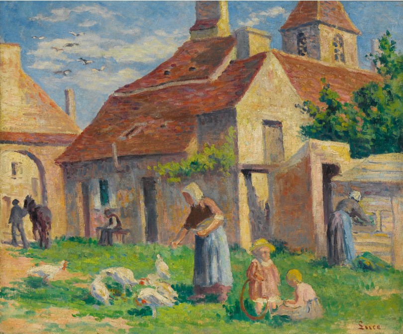 BESSY-SUR-CURE LA PROVENDE DES POULES - Maximilien Luce - Alpha Reproduction