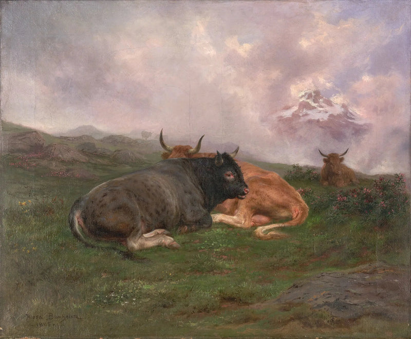 Husdyr i ro på en ås i Alpene - Rosa Bonheur