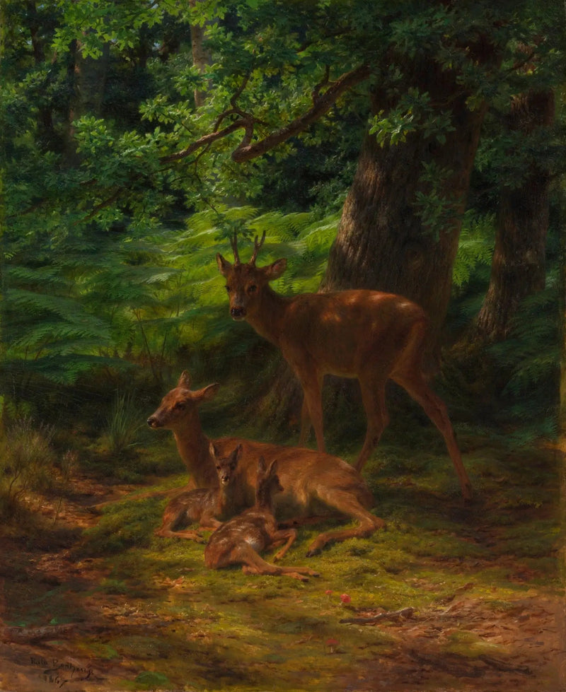 Hjort og rådyr i hvile - Rosa Bonheur