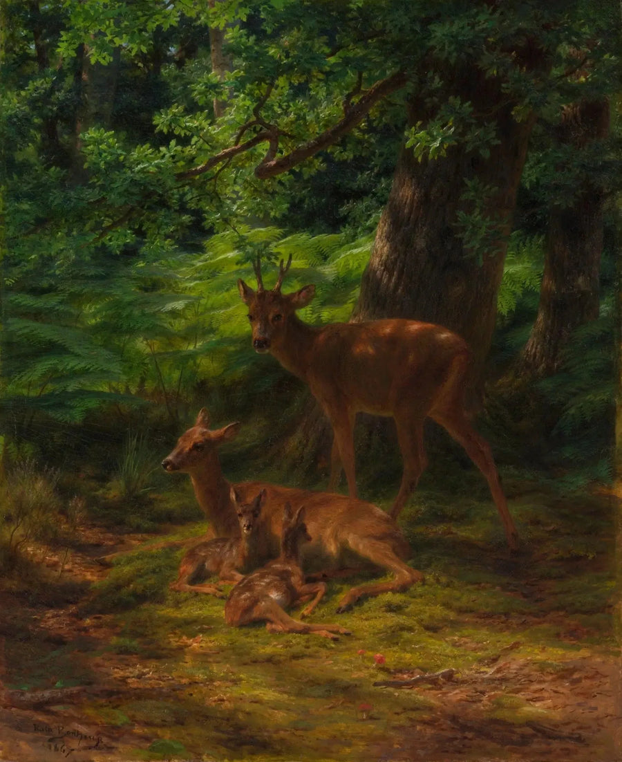 Hjort og rådyr i hvile - Rosa Bonheur