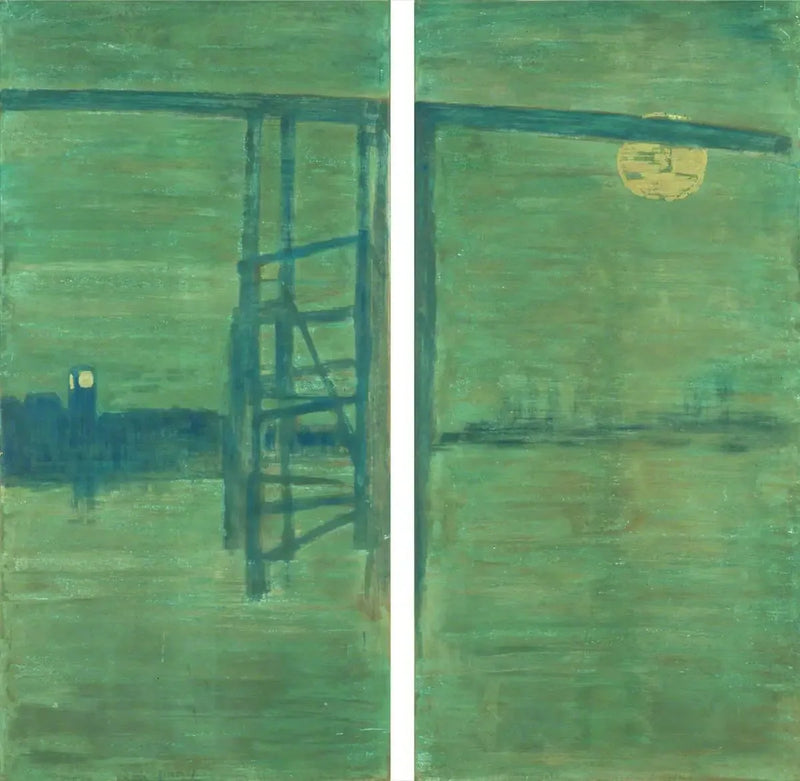 Blått og sølv: skjerm, med den gamle Battersea-broen - James Abbott McNeill Whistler