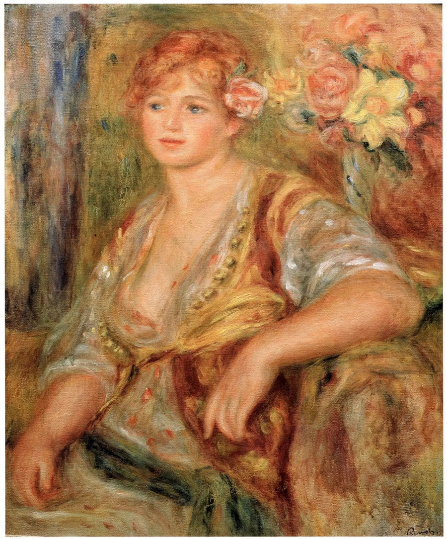 Blondine med rose - Pierre-Auguste Renoir
