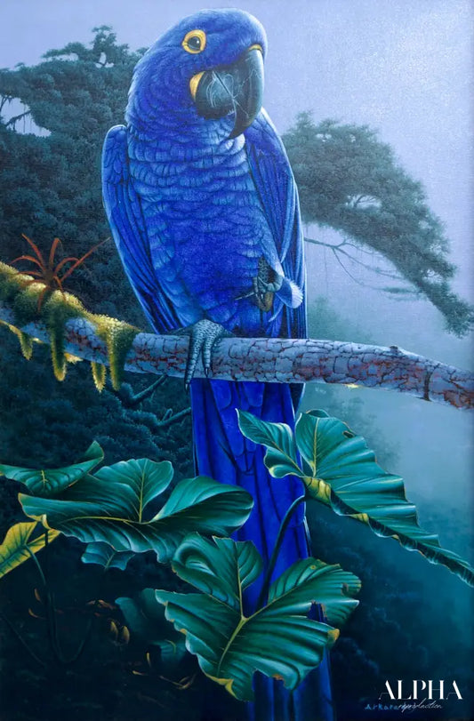 Blue Parrot in the Jungle - Hudsadayuth | 60 x 90 cm Reproductions de tableaux à la peinture à l’huile