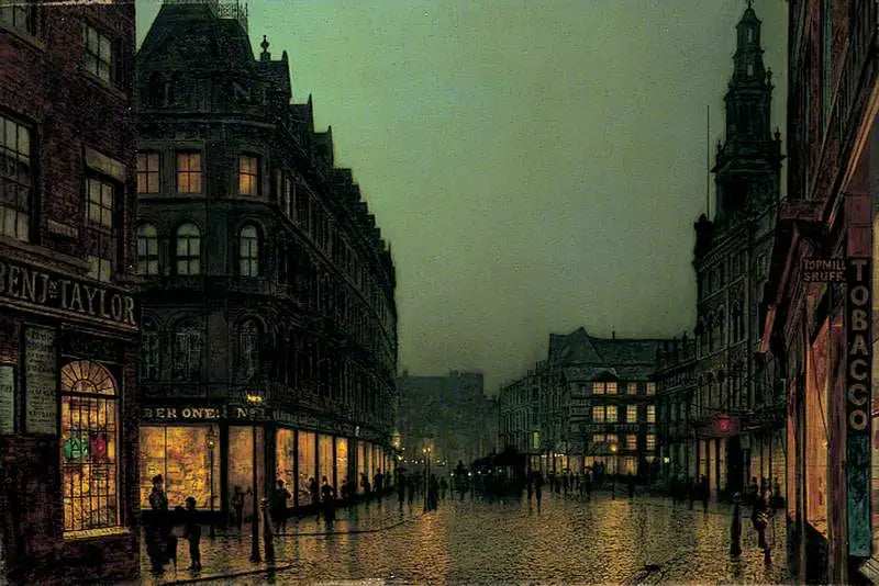 Griseløype, Leeds - John Atkinson Grimshaw

Source:
Boar Lane, Leeds - John Atkinson Grimshaw