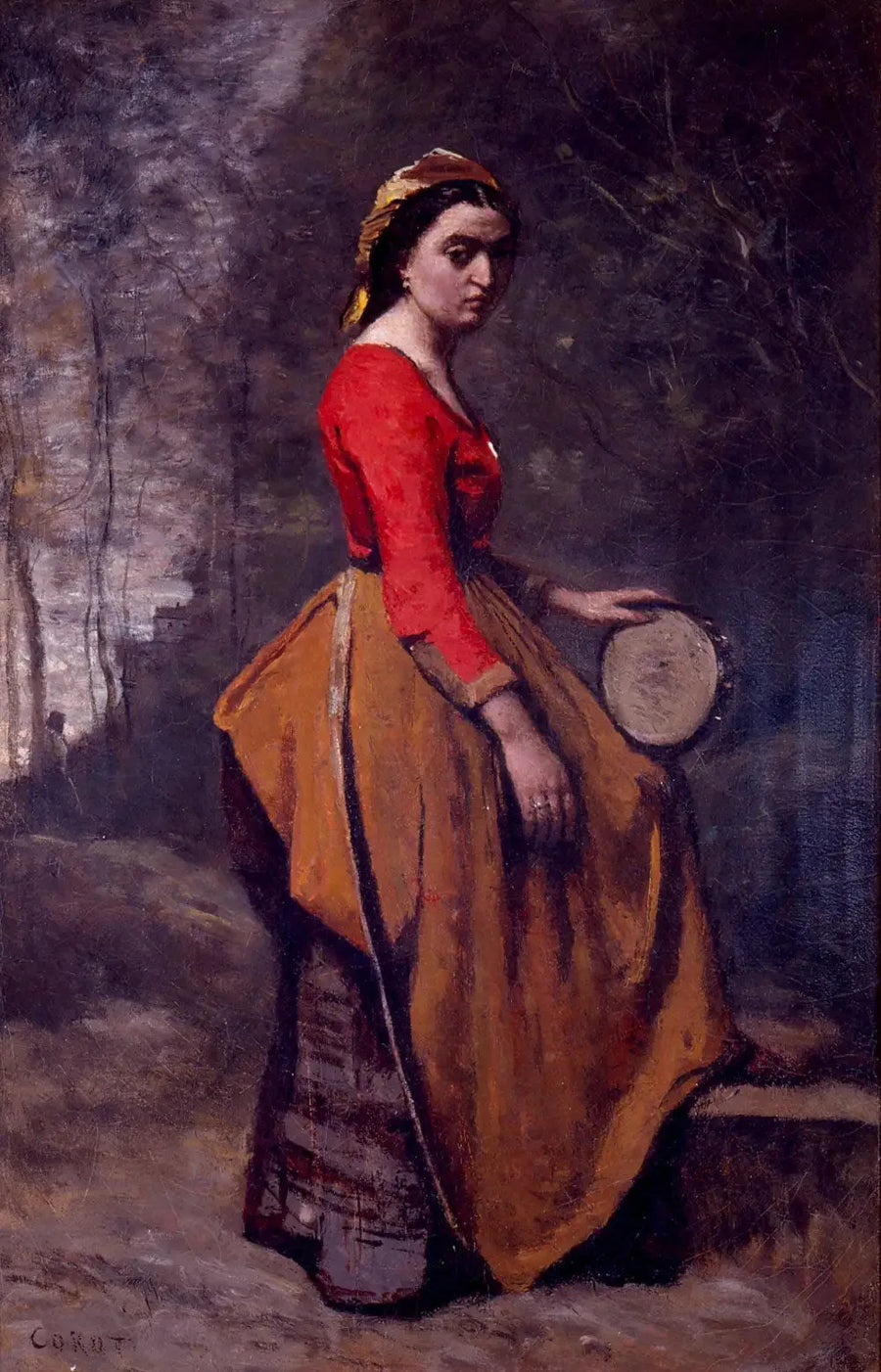 Bohemia med tamburin - Jean-Baptiste Camille Corot