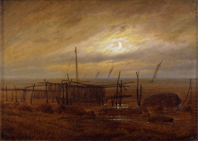Havkyst ved måneskinn - Caspar David Friedrich