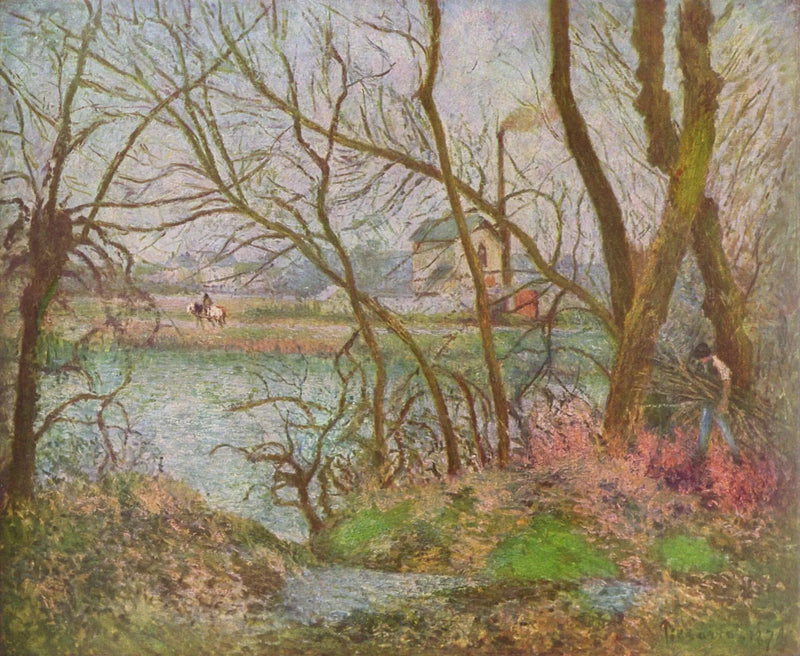 Oise-bredden, nær Pontoise, grått vær - Camille Pissarro