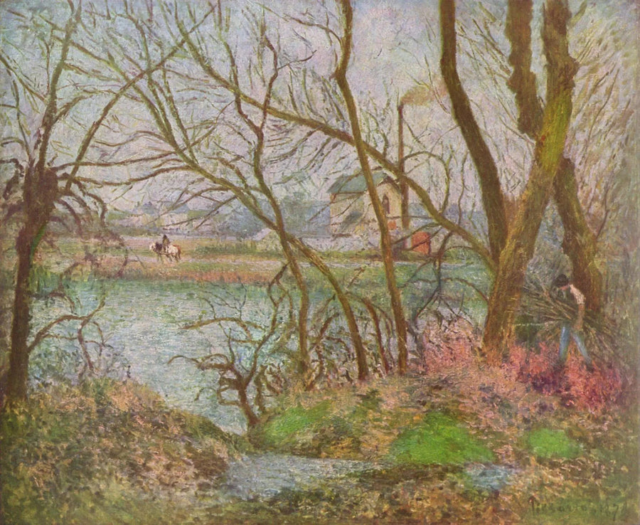 Oise-bredden, nær Pontoise, grått vær - Camille Pissarro