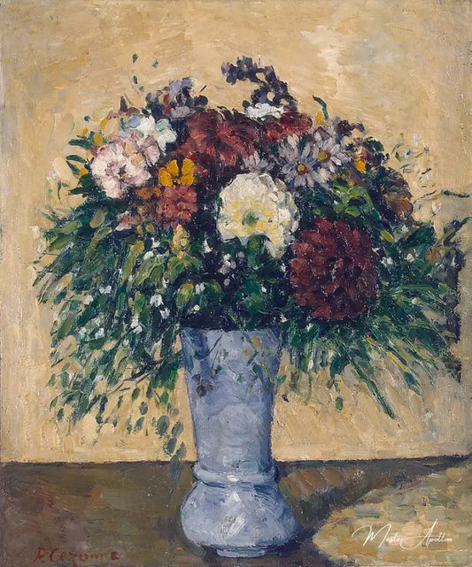 Botte de fleurs dans le vase bleu - Paul Cézanne - Reproductions de tableaux et peintures haut de gamme