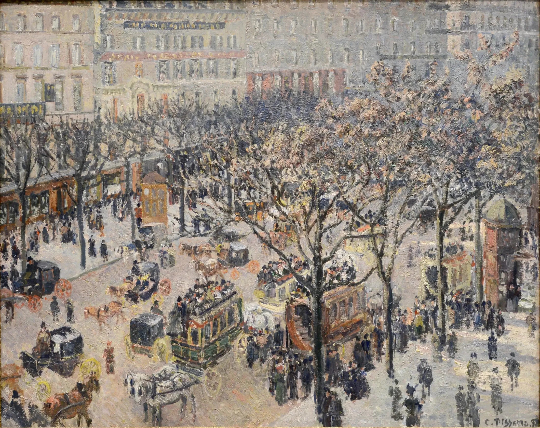 Boulevard des Italiens, Matin, Soleil - Camille Pissarro image 1 copie peinte à la main à l’huile
