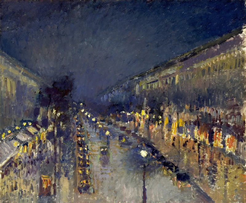 Boulevard Montmartre om natten - Camille Pissarro