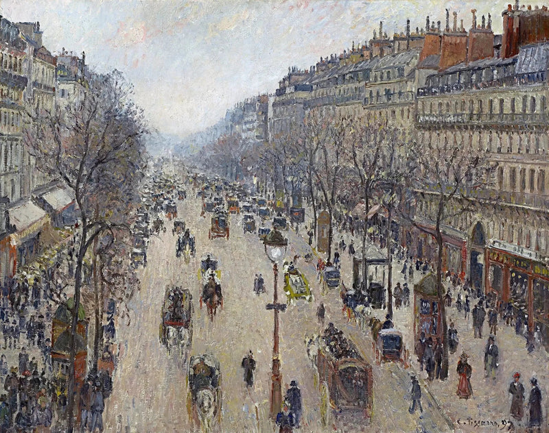 Boulevard Montmartre, morgen, grått vær - Camille Pissarro